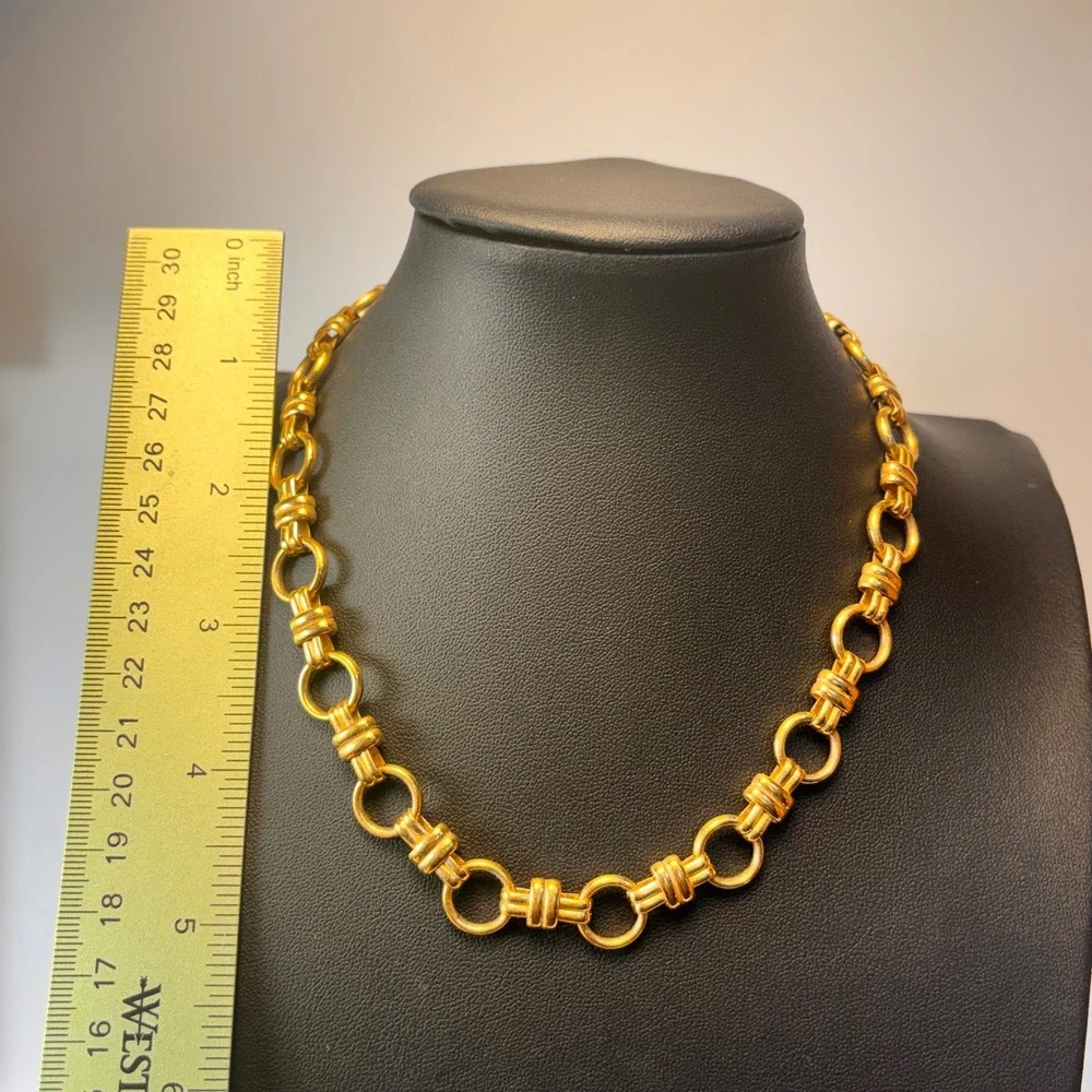 Vintage Gold Chunky Link Chain Necklace Statement Boho Chic Minimalist 90s